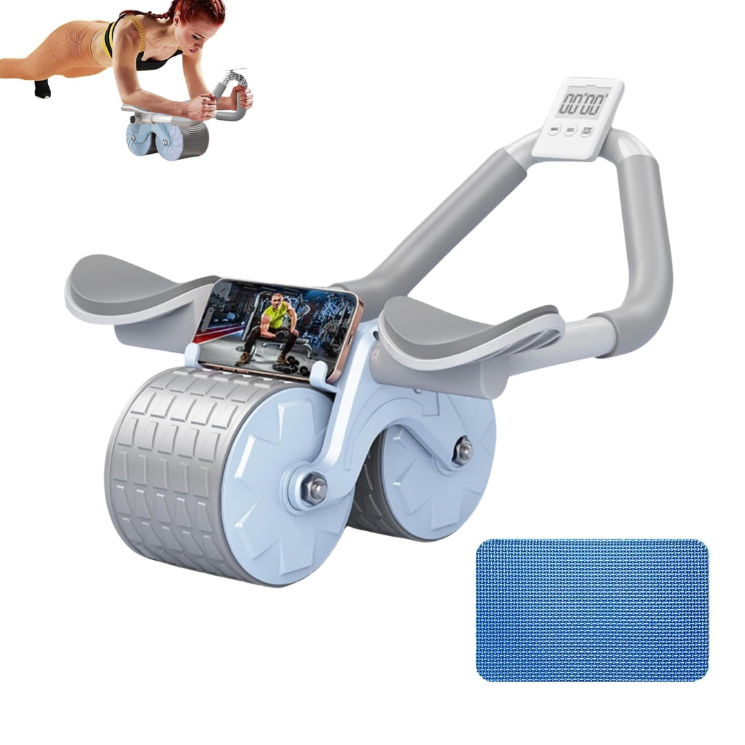 Roller für ABS mit automatischer Rückfederung. Rad für Bauch mit Ellenbogenstütze. Heimtraining mit