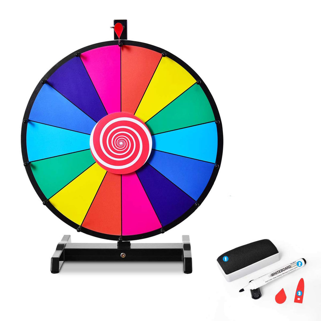 DREAMADE Glücksrad zum drehen, Tischglücksrad für Lotteriespiele Wheel of Fortune Bunt, Preisrad mit