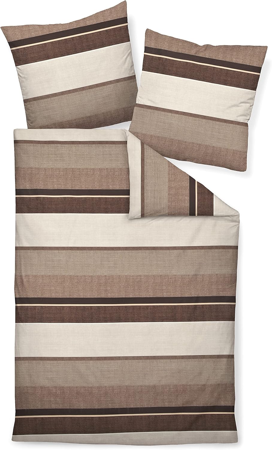 Janine Mako-Satin-Bettwäsche Moments 155x220 + 80x80 cm Caramel-walnuss