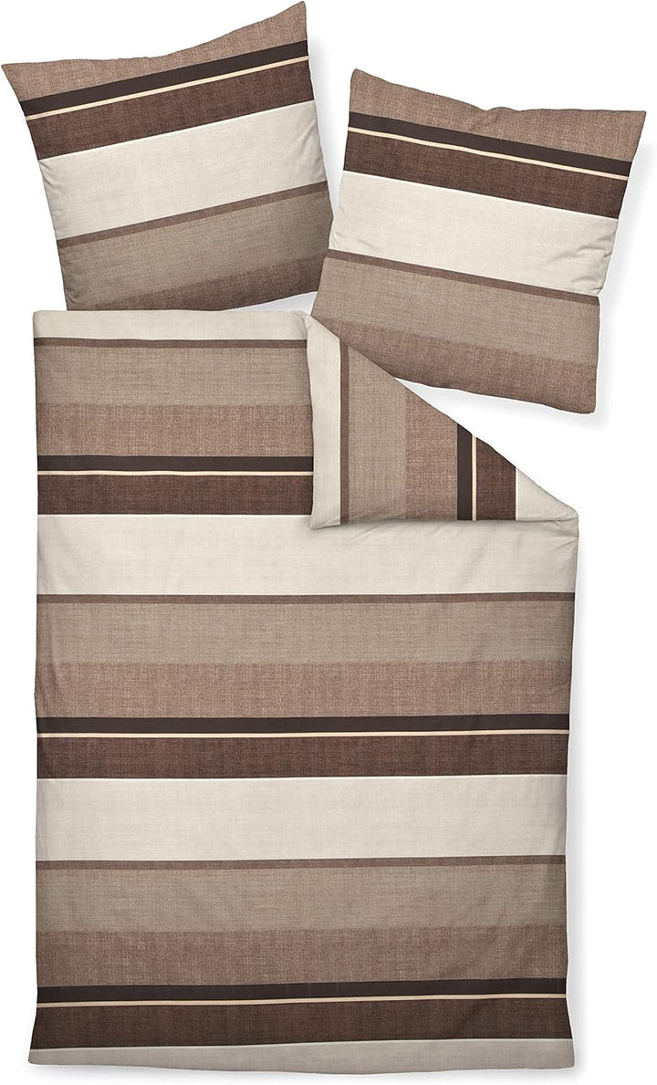 Janine Mako-Satin-Bettwäsche Moments 155x220 + 80x80 cm Caramel-walnuss