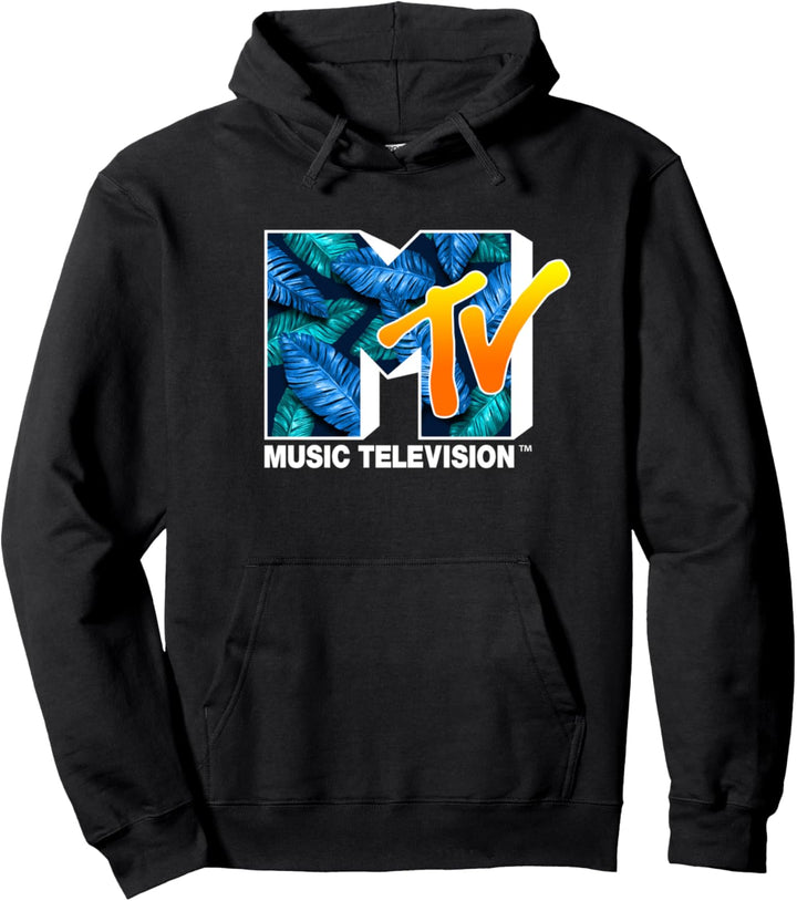 MTV Blue And Green Tropical Fill Logo Pullover Hoodie