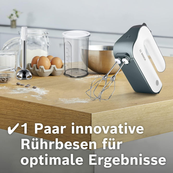 Bosch Handrührer Styline MFQ49700, 5 Stufen, 2 Edelstahl Rührbesen- und Knethaken, Spiralkabel, Mixs