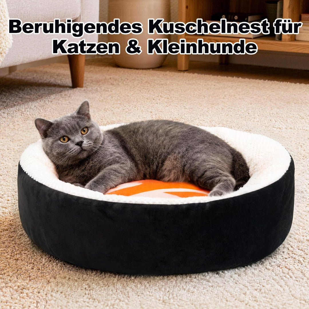 Katzenbett, Hundebett Kleine Hunde, Katzenkissen, 53x53x15cm | Sushi-Korb mit Hohem Rand, Super Flau