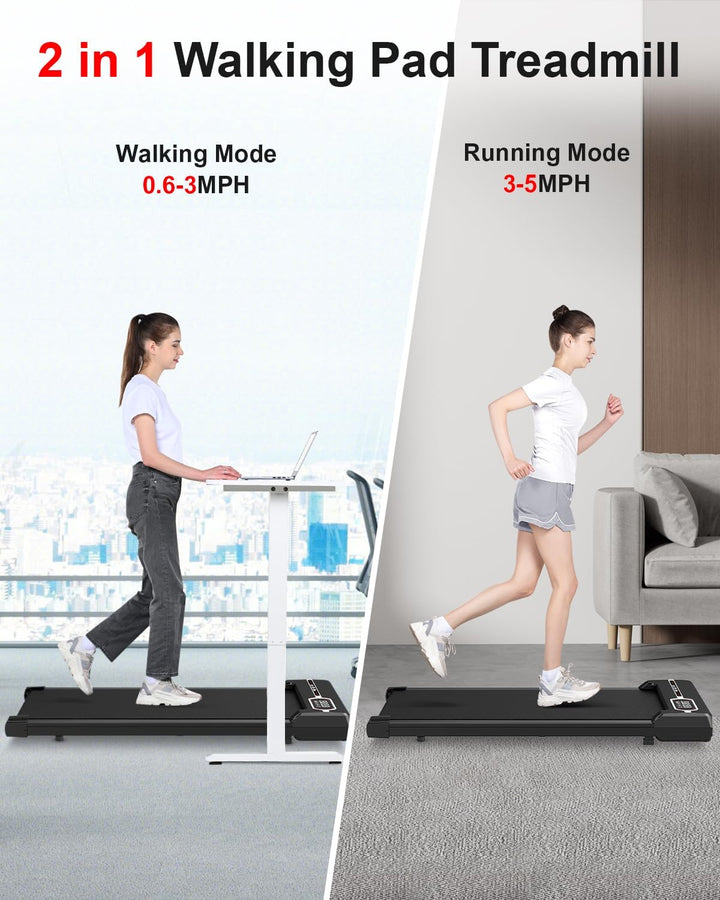 Dskeuzeew Walking Pad 2 in 1 - Laufband für Zuhause Gehband 1-8km/h unter Schreibtisch Elektrisches