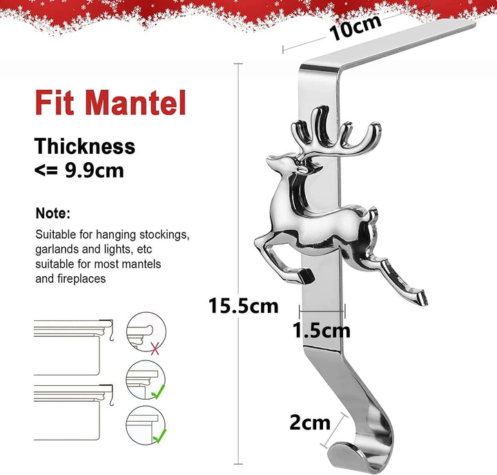 KAHEIGN 5Pcs Weihnachtsstrumpf Halter Metall Kamin Haken - Weihnachtsstrumpf Aufhänger Haken für Wei