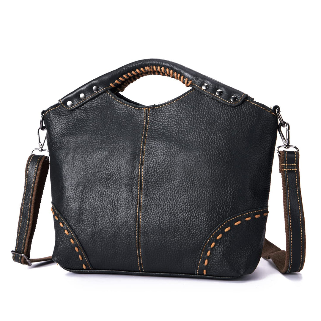 Le'aokuu Damen echtes echtes Leder Vintage Schulter Handtaschen Crossbody Messenger Tote Bag Satchel