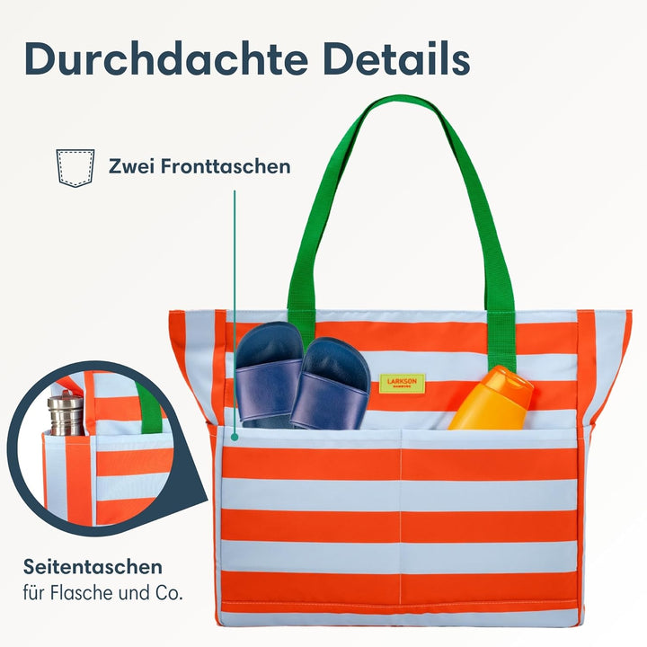 LARKSON Strandtasche Damen & Herren - Linn - Grosse Beach Bag für Strand, Schwimmbad, Pool - Tote Ba