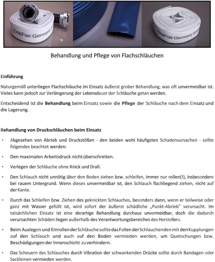 Stabilo-Sanitaer Bauschlauch C-Schlauch mit Storz Kupplung 2 Zoll 52mm 20m 10bar Industrieschlauch G