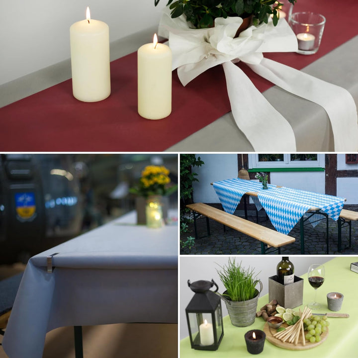 Sensalux Tischdecke, abwaschbar, Vorteilspack, 10 Stück, 1m x 2,5m, Hellblau 1m x 2,5m Hellblau, 1m