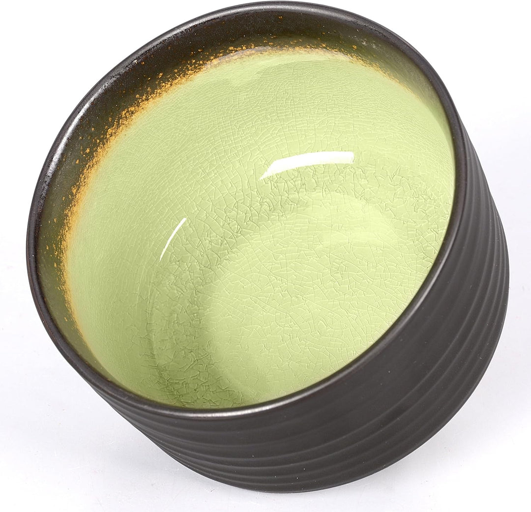 Matcha-Set 3-teilig, anthrazit/grün, bestehend aus Matcha-Schale, Matcha-löffel und Matcha-Besen (Ba
