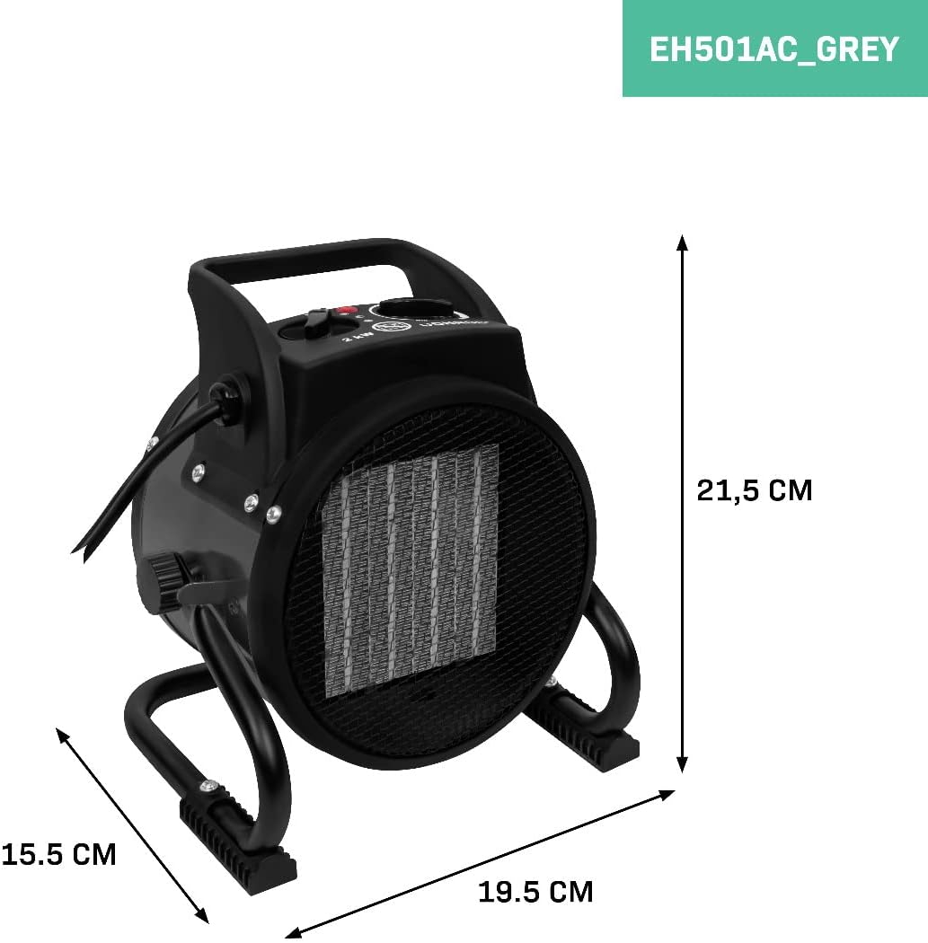 VONROC Elektrischer Heizlüfter - 6000 W/9000 W - Keramik | Dreiphasenleistung 400 V (Grün, 3000W) (G