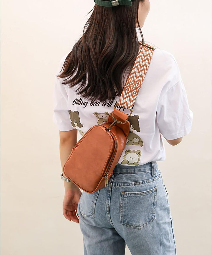 EINYNIUER Brusttasche Damen Sling Bag, PU Leder Crossbody Bag Klein Umhängetasche Frauen Schultertas