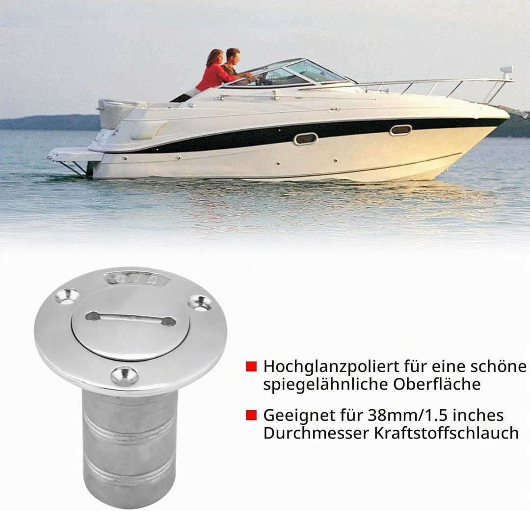 38 mm Tankstutzen für Boote, Tankdeckel Einfüllstutzen aus 316 Edelstahl mit Key Boat Deck Fill Fill