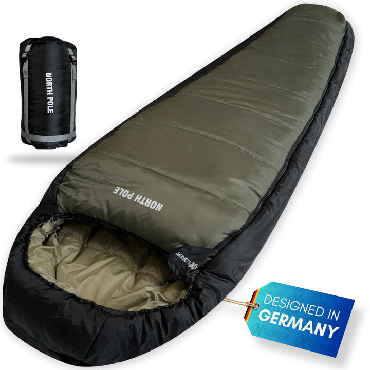 Explorer® Northpole Schlafsack Outdoor -21°C -4°C [300GSM] 3-4 Jahreszeiten Winter Mumienschlafsack