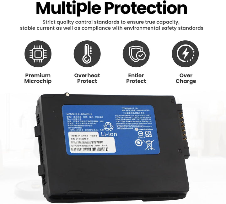 ANTIEE BT-000318 Akku Kompatibel mit Les modèles Motorola/Zebra TC70+ TC75 TC77 TC72 Batterie Pour S
