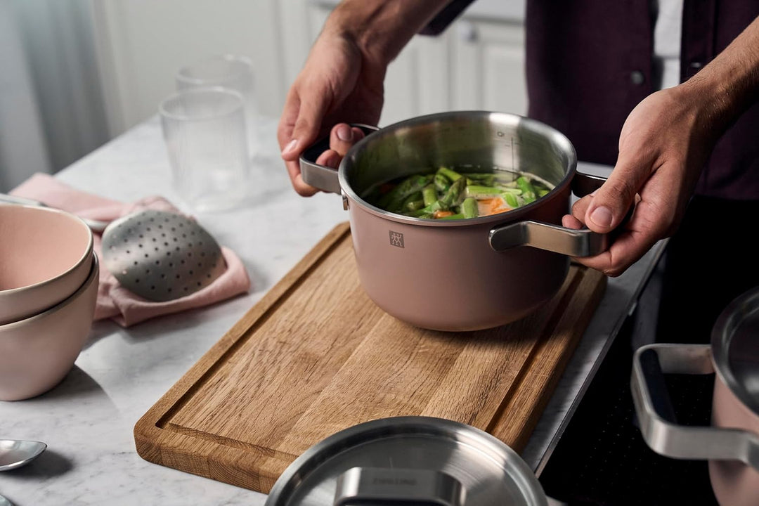 ZWILLING PURE Kochtopfset, 5-tlg, 18/10 Edelstahl, Keramik-Aussenbeschichtung, Stay-Cool-Griffe, Spü