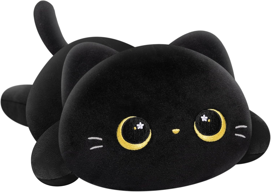 Mewaii Süsses Katze Plüschtiere Kawaii Plüschkissen Schwarze Katze Stofftiere Katzen Kuscheltier Mat