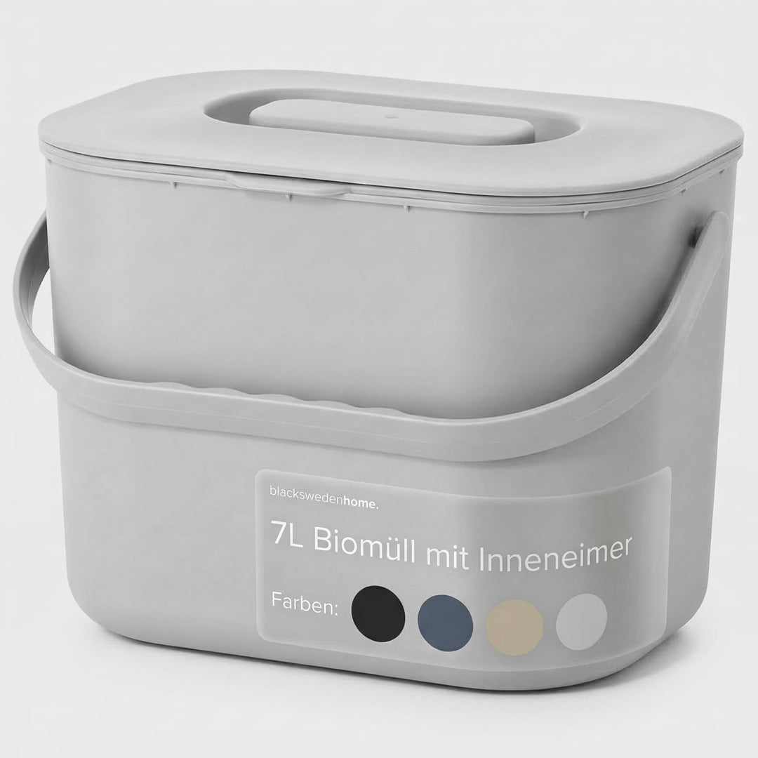 blackswedenhome. Biomülleimer Küche - 7L - Design Komposteimer mit Sieb - Bio-Mülleimer Geruchsdicht