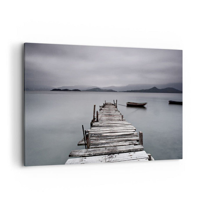 ARTTOR Bilder auf Leinwand 100x70cm Leinwandbild mit Rahmen Brücke See Gross Wanddeko Bild Schlafzim