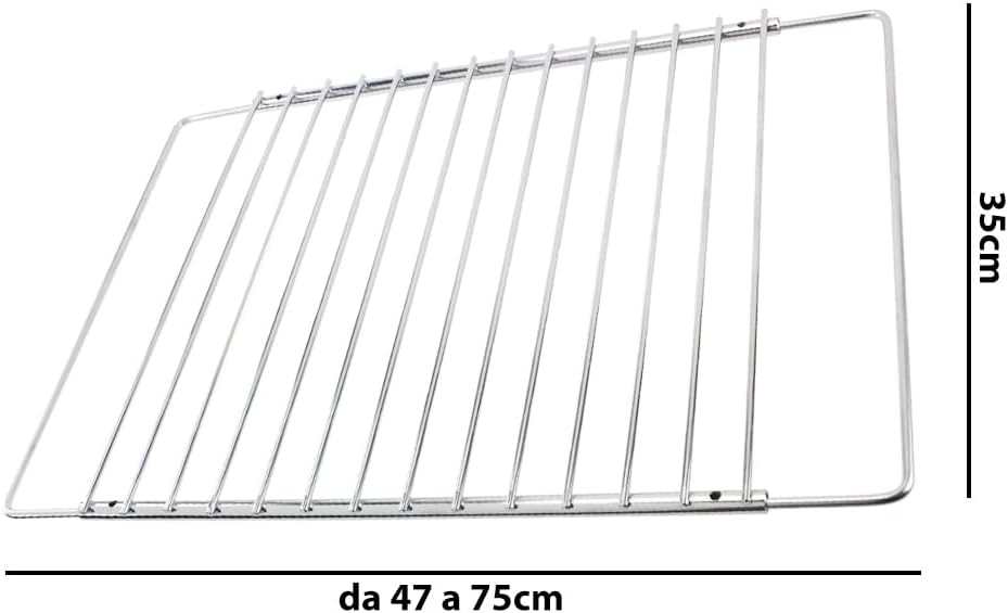 GC GLOBALCOMMERCE Grillrost ausziehbar 47 cm, Metall, grau, Estensibile da 47cm a 75cm