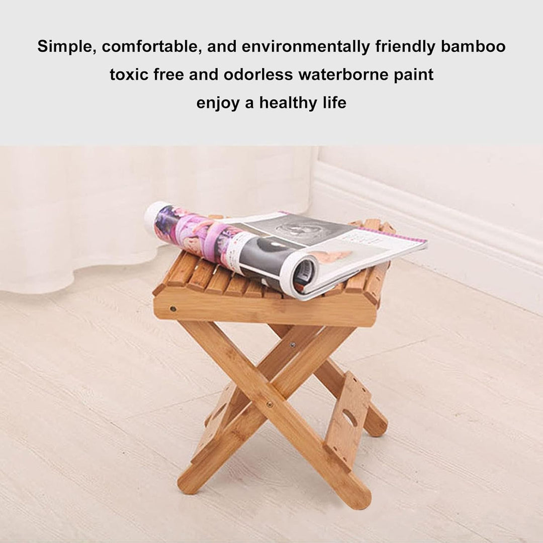 Tissting Klapphocker, Tragbarer Faltbarer Duschsitz, Bambus Hocker Badhocker Klapphocker 45x35x40cm