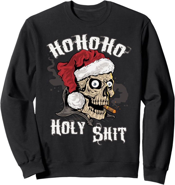 Weihnachten Geschenk Weihnachtsmann Totenkopf Schädel Rocker Sweatshirt