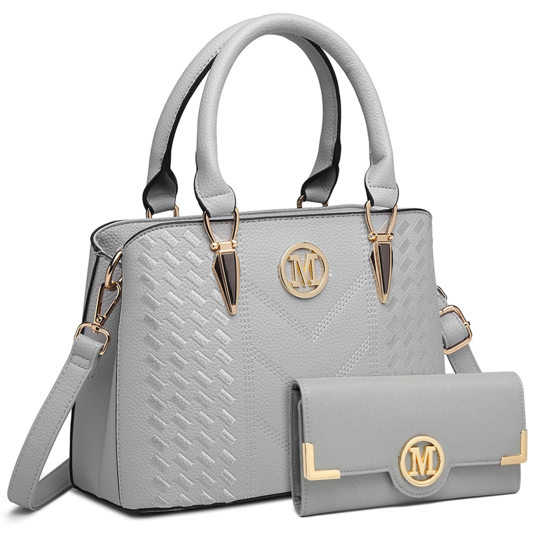Miss Lulu Handtasche Damen, Handtasche Damen Mittelgross, Handtasche Shopper Damen Set Hellgrau - mi
