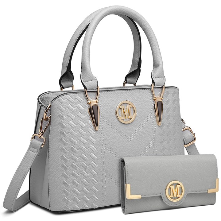 Miss Lulu Handtasche Damen, Handtasche Damen Mittelgross, Handtasche Shopper Damen Set Hellgrau - mi