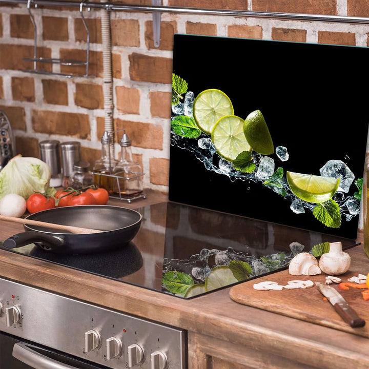 QTA | Herdabdeckplatte 60x52 Einteilig Glas Elektroherd Induktion Herdschutz Spritzschutz Glasplatte