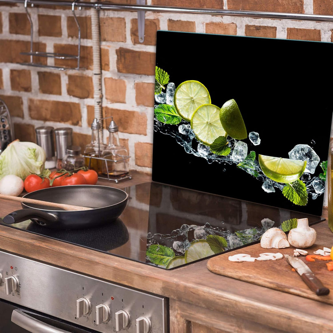 TMK ArtDeko Herdabdeckplatte 1 Teilig 60x52 cm - Spritzschutz Herdabdeckung – Herdschutz aus Sicherh