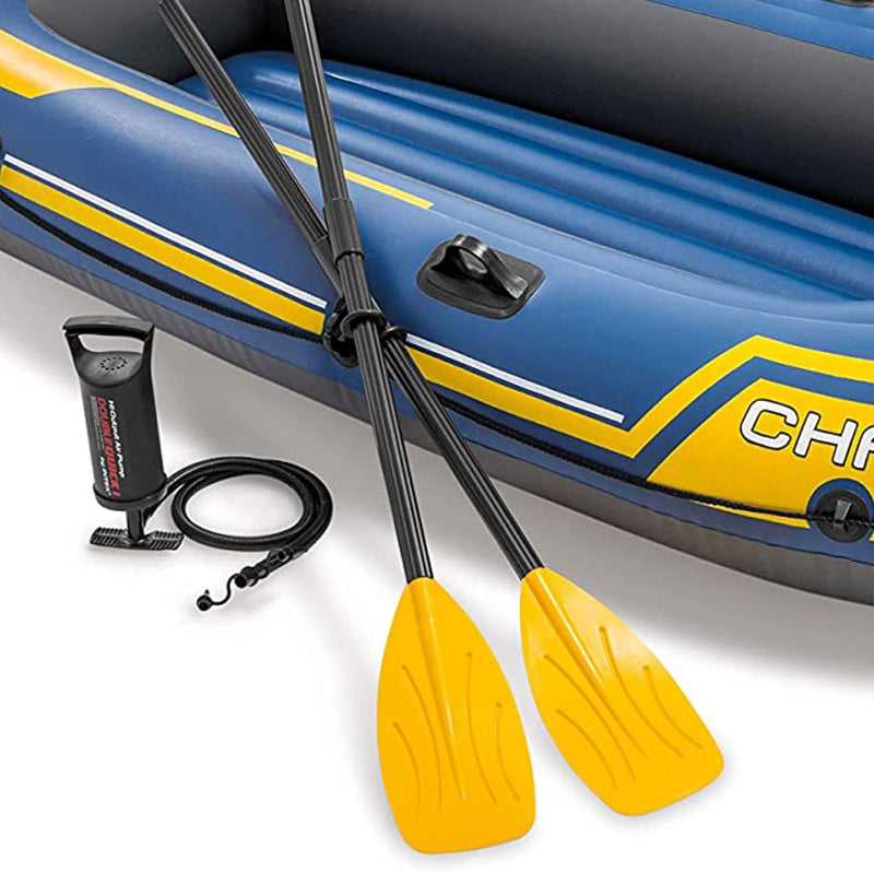 com-four® Ruderboot-Set - Schlauchboot mit Paddeln und Pumpe - Luftboot mit 2 Rudern, Doppelhubpumpe