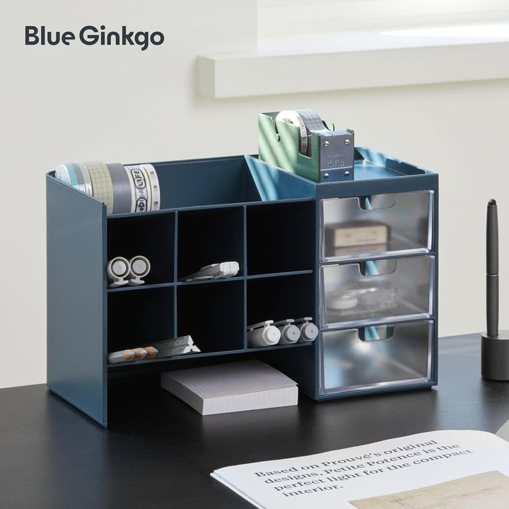 BLUE GINKGO Hive Stack Desk Organizer – Stapelbarer Stiftehalter, Schreibtischorganizer mit Schublad