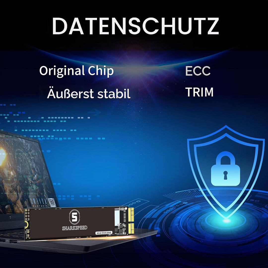 SHARKSPEED SSD 512GB NVMe M.2 PCIe Gen3.0x4 Festplatte Intern Upgrade für MacBook Air A1465 A1466(20