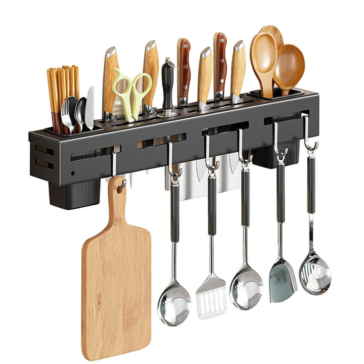VBNZBK Rostfreier Stahl Hakenleiste Küche, Wandmontiertes Küchenutensilien Organizer Rack mit 6 Hake