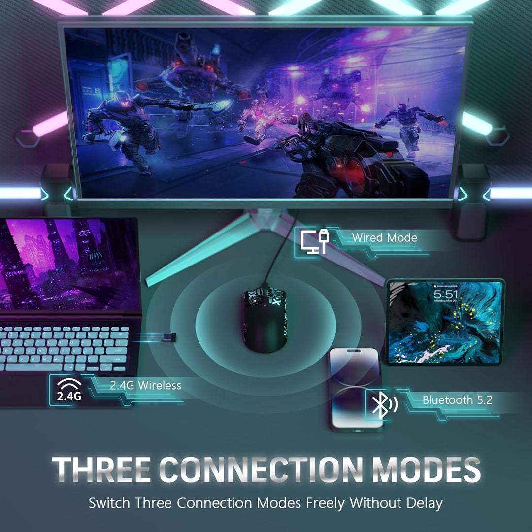 LexonElec x Attack Shark X11 Kabellose Gaming-Maus mit RGB Magnetische Ladestation, PixArt PAW3311-S