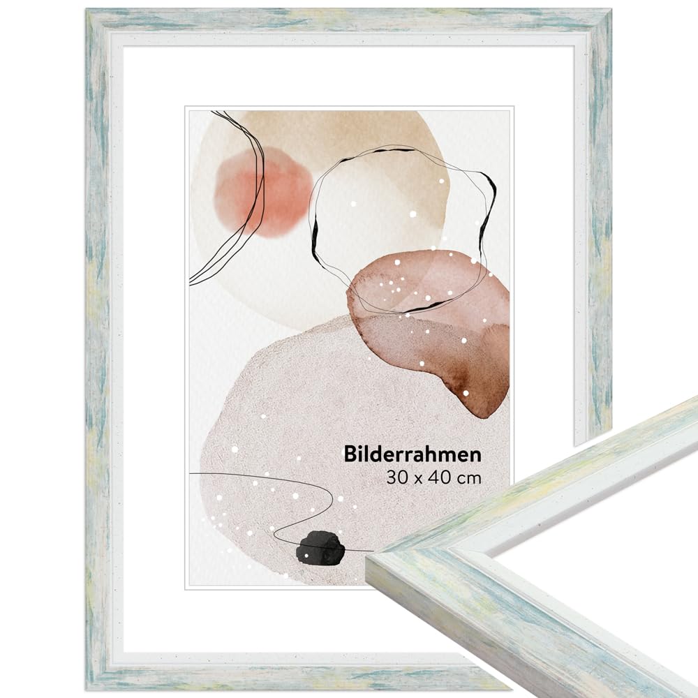 WANDStyle Bilderrahmen Modern 40x60cm I Farbe: Türkis I Fotorahmen I klassischer Bilderrahmen I Made