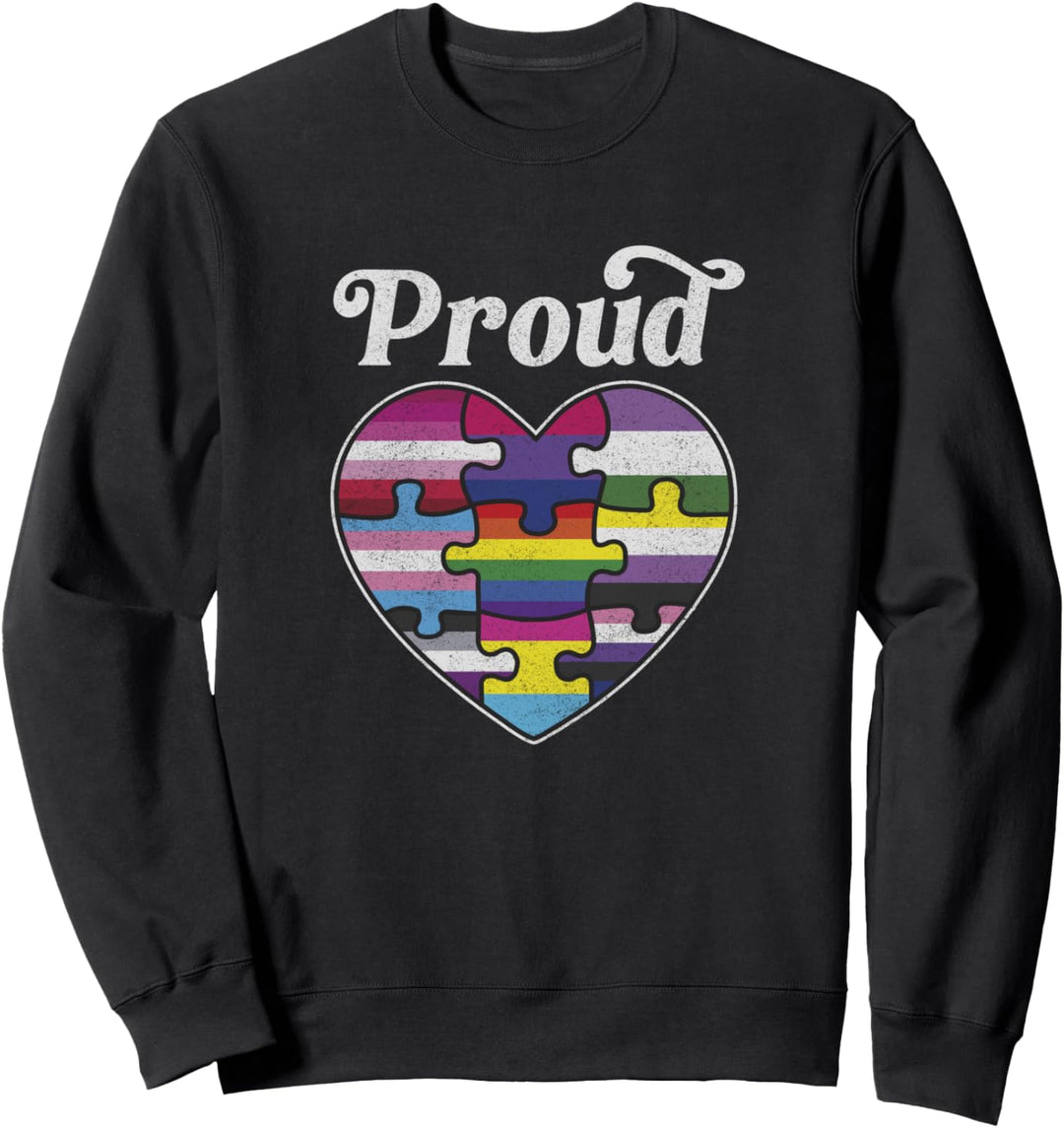 Fifth Sun Proud Colorful Heart Puzzle Pieces Sweatshirt