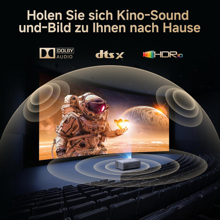 4K Smart Beamer mit integrierter Netflix-App, Kinoähnlichem Sound & HDR | KOGATA Auto-Fokus, 6D Keys