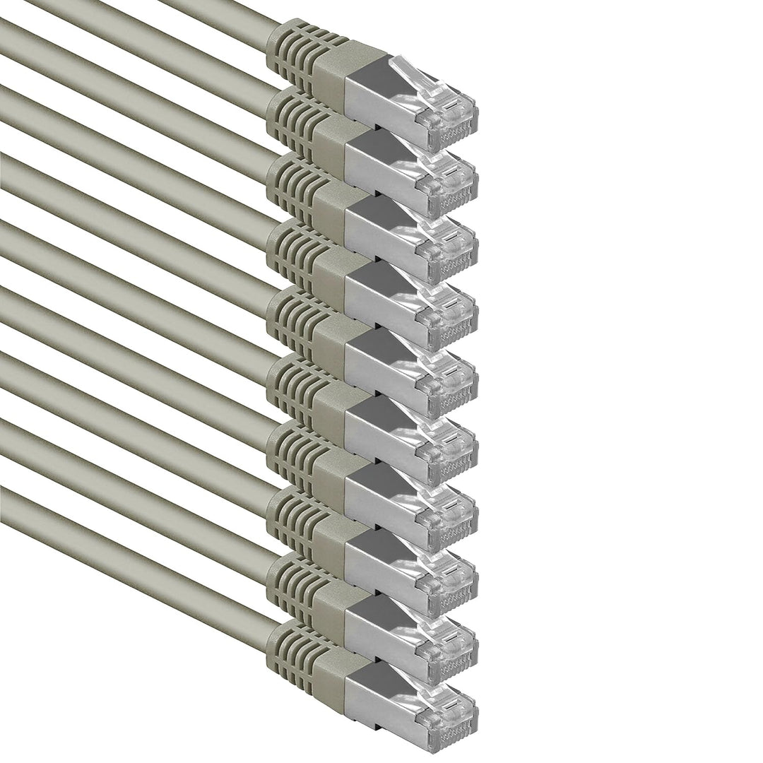 10m grau - 10 Stück Cat.6 Patchkabel Netzwerkkabel CAT6 S-FTP Gigabit Lan PIMF CAT 6 Kupfer CU Halog