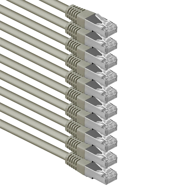 10m grau - 10 Stück Cat.6 Patchkabel Netzwerkkabel CAT6 S-FTP Gigabit Lan PIMF CAT 6 Kupfer CU Halog
