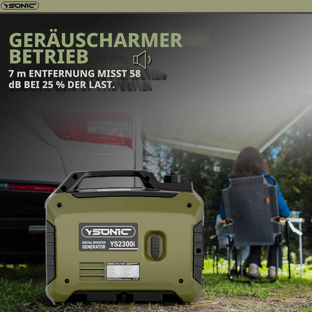 YSONIC 2000 Watt Wechselstrom-Generator Inverter mit 2x USB, 230 V Steckdose - 58dB leiser leichter