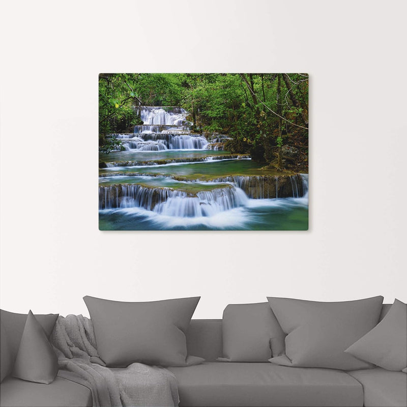 ARTland Leinwandbilder Wandbild Bild auf Leinwand 80x60 cm Natur Landschaft Wasserfall Wald Thailand