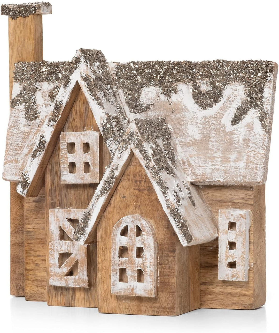 Moritz Skulptur Deko Häuschen Holz | Weihnachten Deko Haus | 28 cm Höhe | Fensterbank Deko | Fenster
