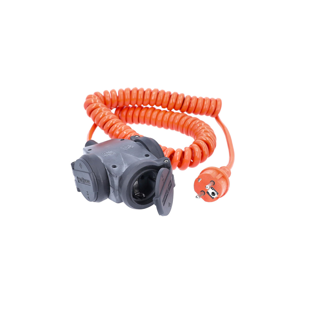 as - Schwabe 70414 Schutzkontakt-Spiralkabel, 5m H07BQ-F 3G1,5, orange, IP44 Gewerbe, Baustelle H07B