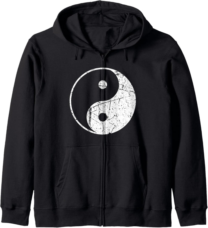 Spirituelles Yin Yang Symbol Meditation Yoga Distressed Kapuzenjacke