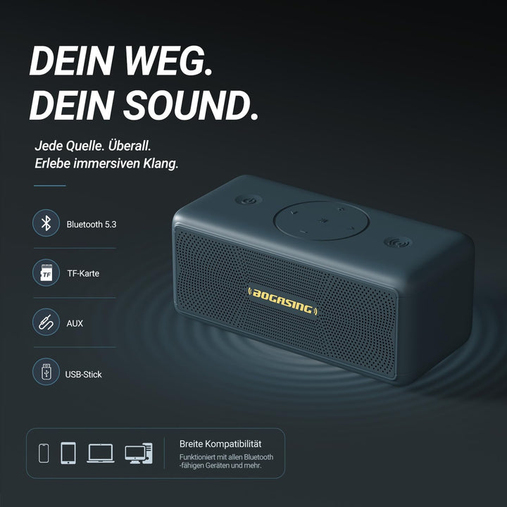 BOGASING M5 Tragbarer Bluetooth Lautsprecher 40W mit sattem Stereo-Klang Blau, Blau