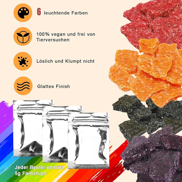 OKYUK Kerzen Selber Machen Set mit Wachsschmelzer, 1000ml Wachsschmelztopf mit Ausgiesser, 6 Kerzenf