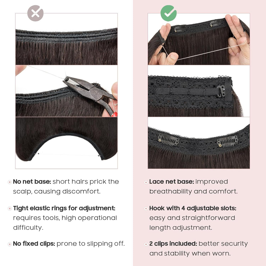 Extensions Echthaar mit transparenter Schnur, Silk-co Wire in Extensions Naturschwarz 55g, Secrets H
