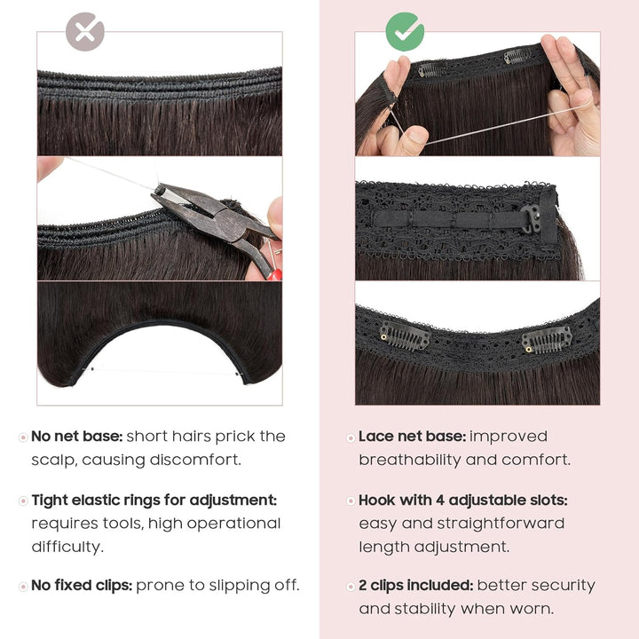 Extensions Echthaar mit transparenter Schnur, Silk-co Wire in Extensions Naturschwarz 55g, Secrets H