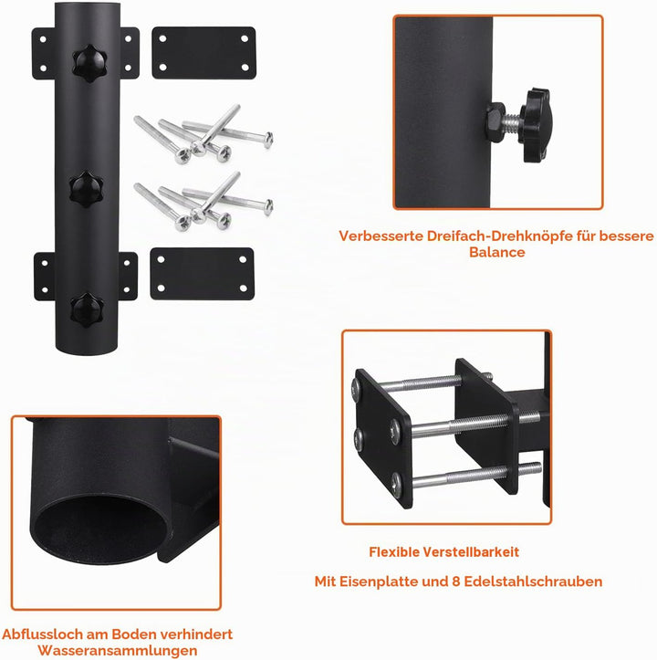 VANROUG Strapazierfähiger Sonnenschirmhalter, Terrassen-Schirmständer, Schirmständer, Bank, Buddy, S